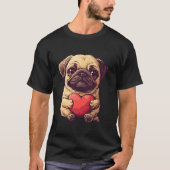 Valentijnen Dag Pug Hart Grappig Pug Lover Dog Pap T-shirt (Voorkant)