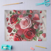 Valentijnen Dag Rozen en Harten Tissue Paper Tissuepapier (Craft)