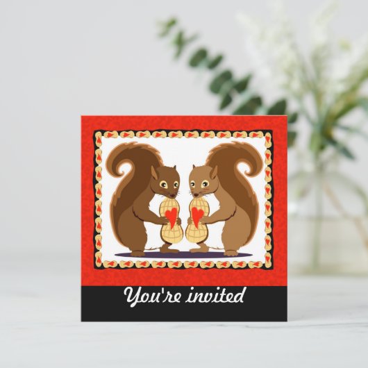 Valentijnen eekhoorns kaart (Staand voorkant)