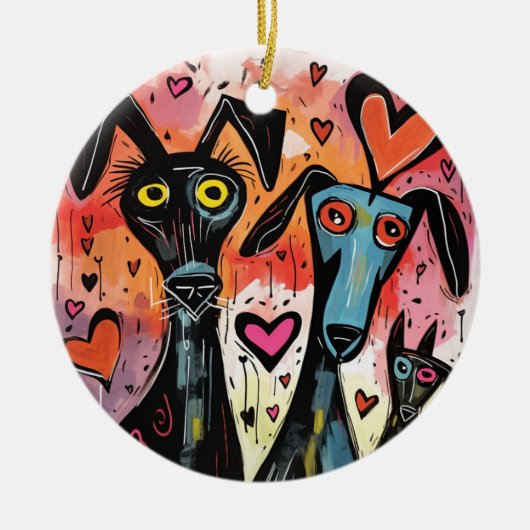 Valentijnen en harten keramisch ornament (Voorkant)