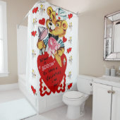 valentijnen halen  rood douwergordijn uit douchegordijn (In situ)