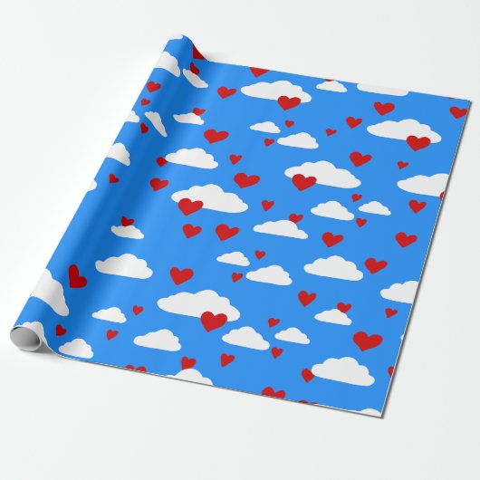 valentijnen harten wolken lucht liefde romantisch cadeaupapier (Uitgerold)