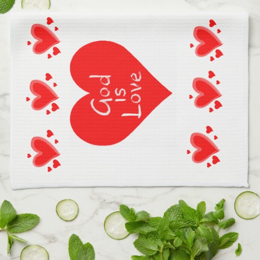 valentijnen houden van keukenhanddoek God is liefd (Gevouwen)