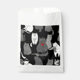 valentijnen Katten Hart Zwart Wit Bedankzakje