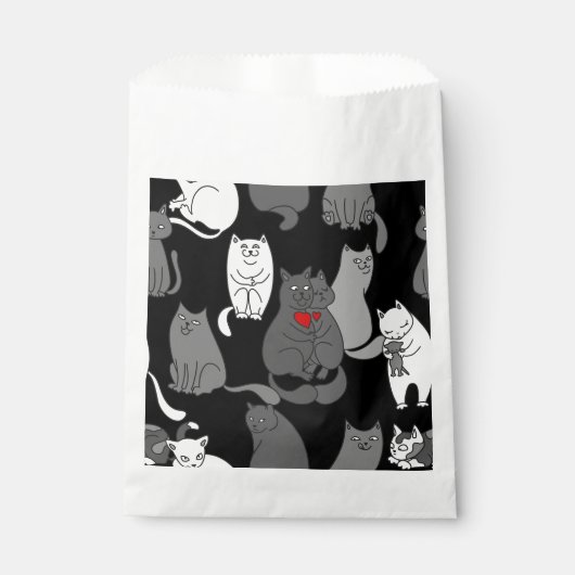 valentijnen Katten Hart Zwart Wit Bedankzakje (Voorkant)