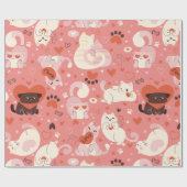 valentijnen kattenhart schattige poten grillig sch cadeaupapier (Vlak)