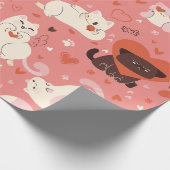 valentijnen kattenhart schattige poten grillig sch cadeaupapier (Hoek)