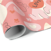 valentijnen kattenhart schattige poten grillig sch cadeaupapier (Rol Hoek)