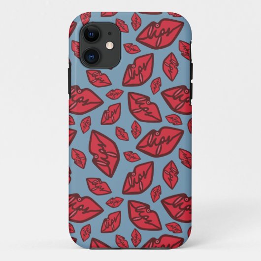 Valentijnen lippen blauw en rood Case-Mate iPhone case (Achterkant)
