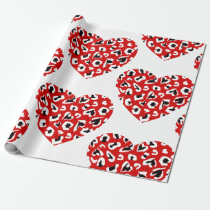 valentijnen luipaard dierlijke afdruk rood cadeaupapier