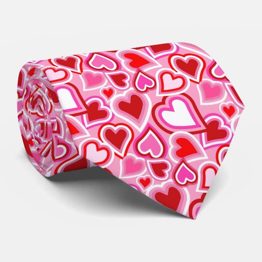 Valentijnen mengen harten stropdas (Opgerold)