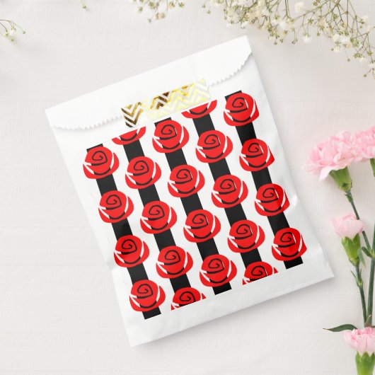 valentijnen rode rozen bloemengestreept bedankzakje (Gezegeld)
