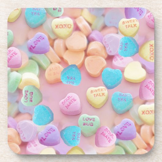valentijnen snoep harten bier onderzetter (Voorkant)