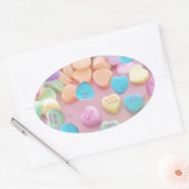 valentijnen snoep harten ovale sticker (Envelop)