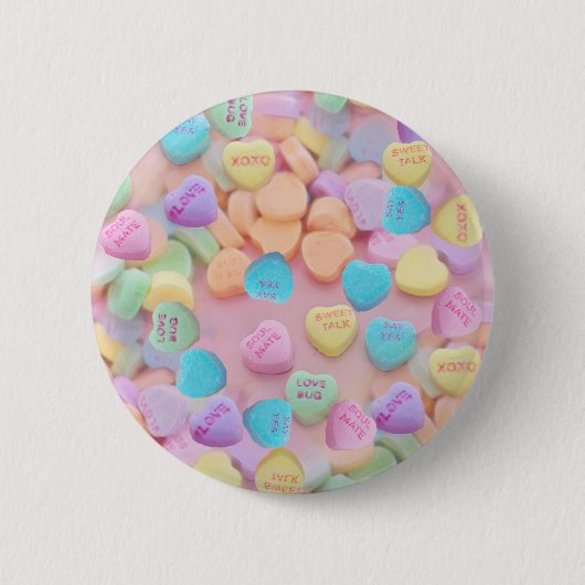 valentijnen snoep harten ronde button 5,7 cm (Voorkant)