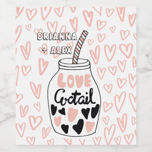 valentijnen van een liefdescocktail-monogram wijn etiket (Enkel label)