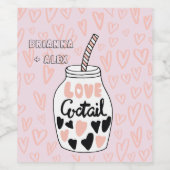 valentijnen van een liefdescocktail-monogram wijn etiket (Enkel label)