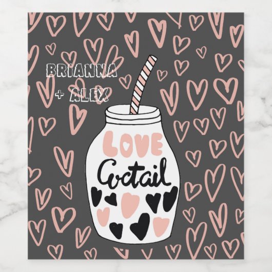 valentijnen van een liefdescocktail-monogram wijn etiket (Enkel label)