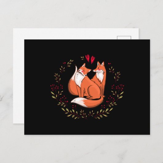 Valentijnen vossen briefkaart (Voorkant / Achterkant)
