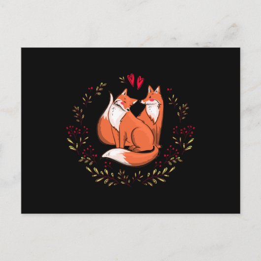 Valentijnen vossen briefkaart (Voorkant)