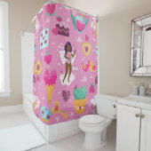 valentijnen zwarte cherub afrikaanse engel harp pi douchegordijn (In situ)