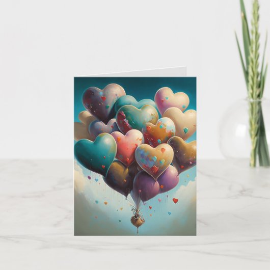 Valentijnkaart Met Illustraties Van Ballonhart Kaart (Voorkant)