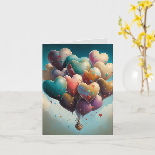 Valentijnkaart Met Illustraties Van Ballonhart Kaart (Gele Bloem)