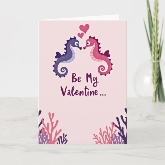 Valentijnkaart met zeepaardenromance kaart (Voorkant)