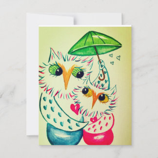 Valentijnkaart, watercolor uilen feestdagenkaart