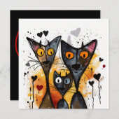 Valentijnkatten Feestdagenkaart (Voorkant / Achterkant)