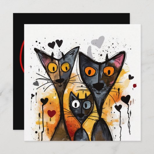 Valentijnkatten Feestdagenkaart (Voorkant / Achterkant)
