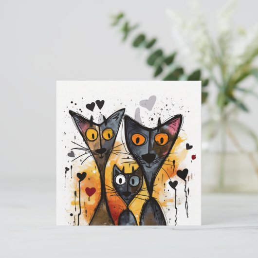 Valentijnkatten Feestdagenkaart (Staand voorkant)