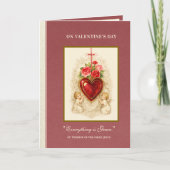 Valentijnrozen Engelen St. Therese Hart Kruis Kaart (Voorkant)