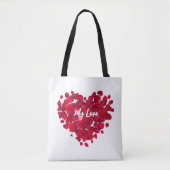 Valentijns aangepaste naam hart-vormige Rozen bloe Tote Bag (Voorkant)