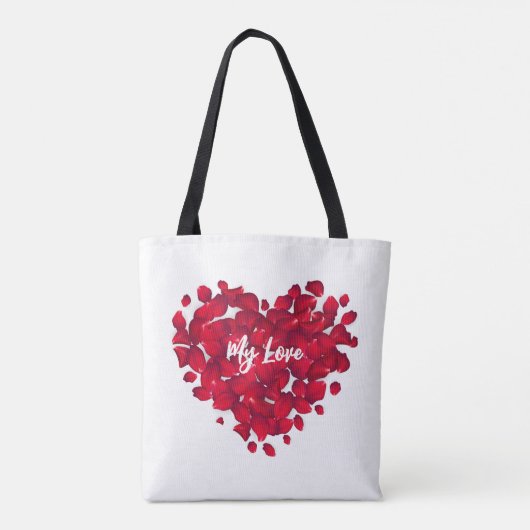 Valentijns aangepaste naam hart-vormige Rozen bloe Tote Bag (Achterkant)