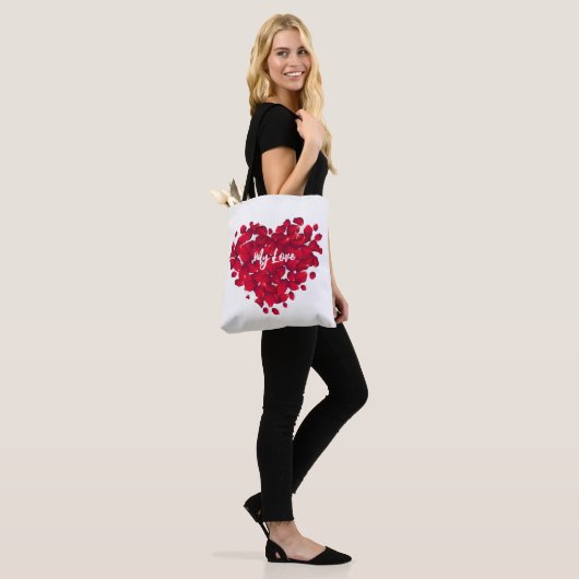Valentijns aangepaste naam hart-vormige Rozen bloe Tote Bag (Op model)