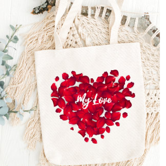Valentijns aangepaste naam hart-vormige Rozen bloe Tote Bag