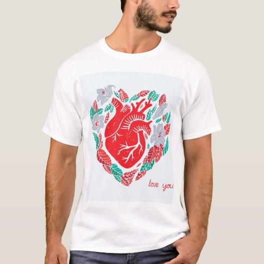 Valentijns Anatomisch Hart: Unieke Kaart T-shirt (Voorkant)