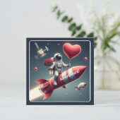 Valentijns astronaut feestdagenkaart (Staand voorkant)