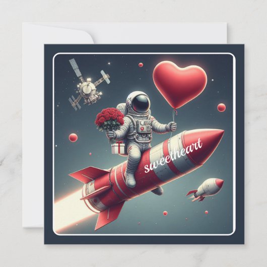 Valentijns astronaut feestdagenkaart (Voorkant)