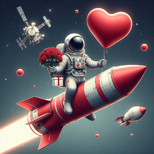 Valentijns astronaut feestdagenkaart