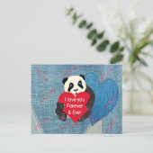 Valentijns Baby Panda Beer omhelst Big Red Heart Briefkaart (Staand voorkant)
