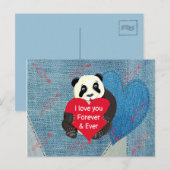 Valentijns Baby Panda Beer omhelst Big Red Heart Briefkaart (Voorkant / Achterkant)