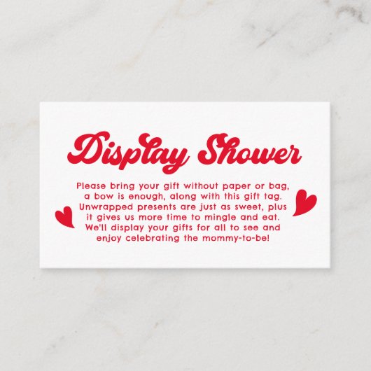 Valentijns Baby Shower Display Douche Informatiekaartje (Voorkant)