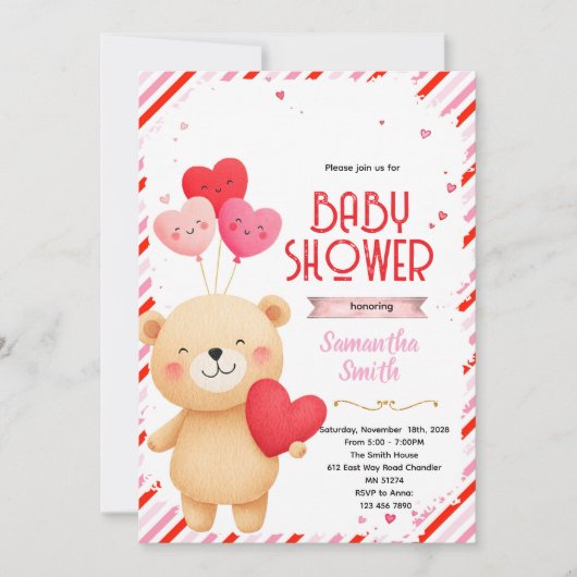 Valentijns baby shower feest uitnodiging (Voorkant)