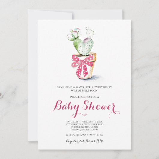 Valentijns Baby shower Invitation Girl, Roze Kaart (Voorkant)