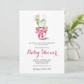 Valentijns Baby shower Invitation Girl, Roze Kaart (Staand voorkant)