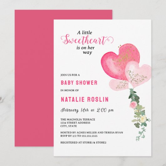 Valentijns Baby shower Kaart (Voorkant / Achterkant)