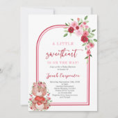 Valentijns Baby shower Meisje Beer Uitnodiging (Voorkant)