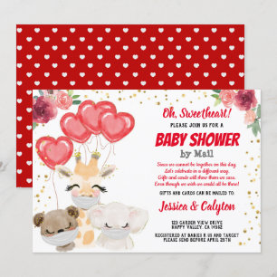 Valentijns Baby shower per post koele diermaskers Kaart